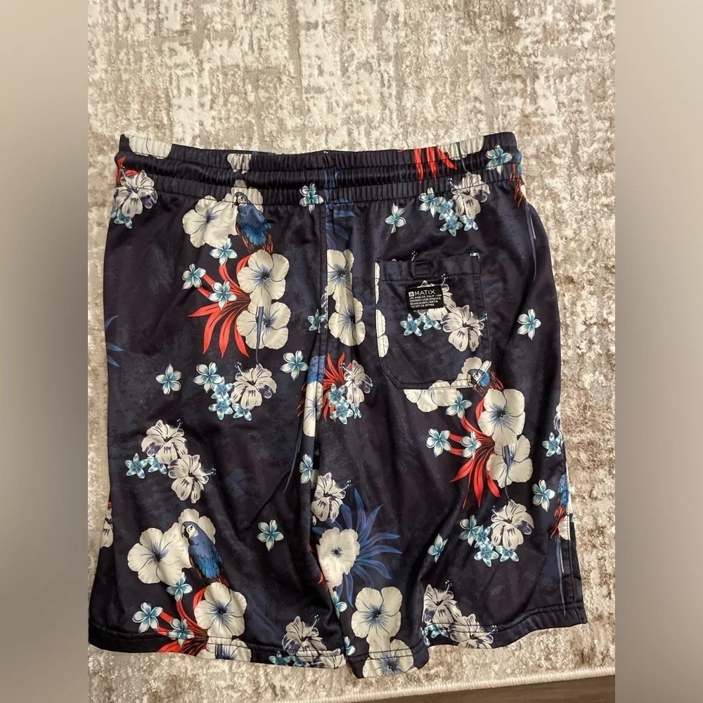 Matix Men's Floral Swim Shorts - Black, Blue, Red size L